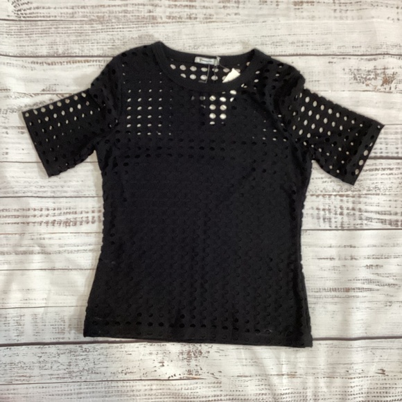 404. Alexander Wang Short Sleeve Black Top NWT Size Large - Picture 1 of 4